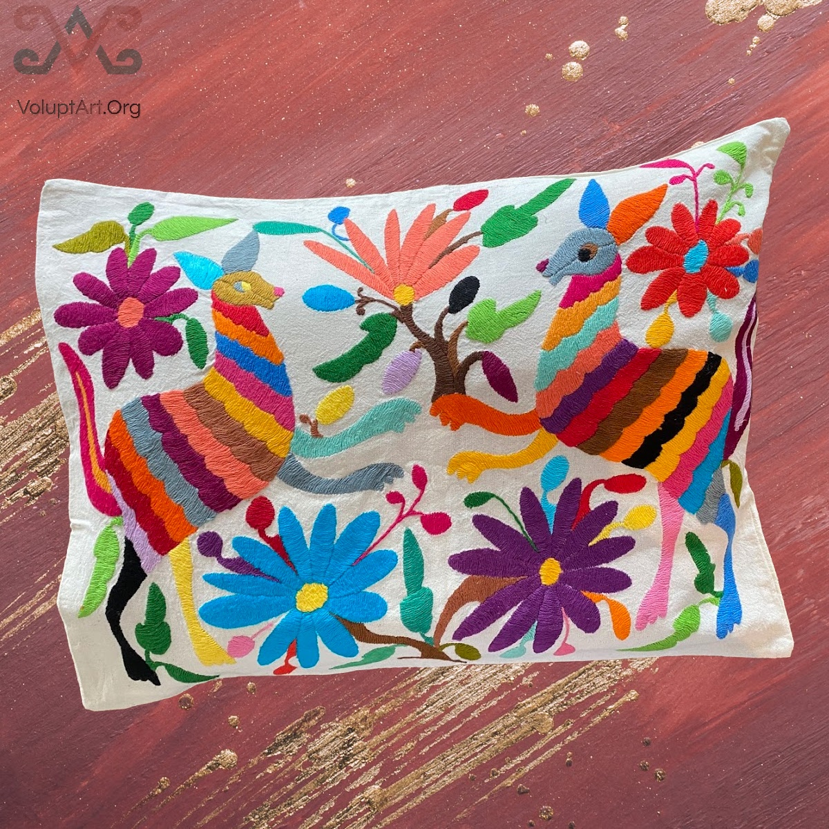 Home Decor Embroidery Tenango Pillow Covers Set Indoor And Outdoor Handmade Otomi Mexican Embroidered Animal Floral Pillow