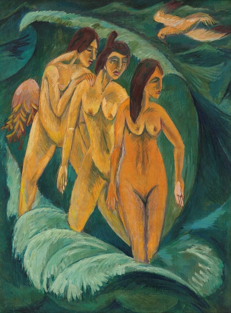 Tres bañistas (1913), de Ernst Ludwig Kirchner, Galería de Arte de Nueva Gales del Sur.